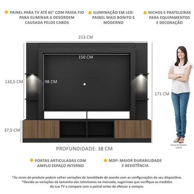 Estante Tv 65" Com Leds Berlim Multimóveis V3392