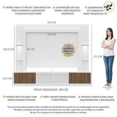 Estante Com Suporte Tv 65" E Leds Berlim Multimóveis V3384