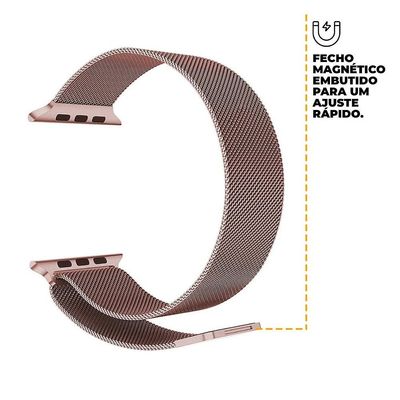 Pulseira de Milanese Para Apple Watch 49MM Rosa - Gshield