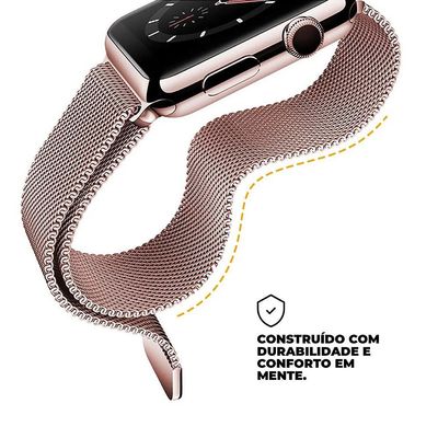 Pulseira de Milanese Para Apple Watch 49MM Rosa - Gshield