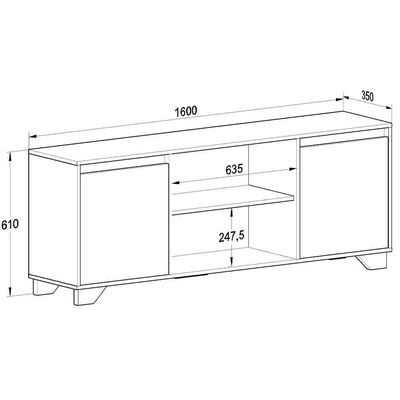 Rack Benevello Em Mdp Fosco 2 Portas Branco Com Siena