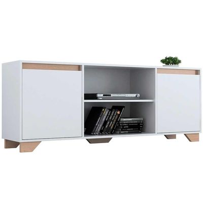 Rack Benevello Em Mdp Fosco 2 Portas Branco Com Siena