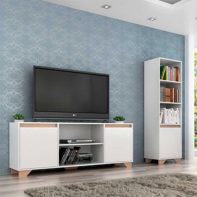Rack com Estante 4 Prateleiras em Mdp Branco com Siena