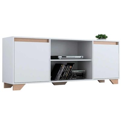 Rack com Painel 55" e Estante Mdp Branco com Siena