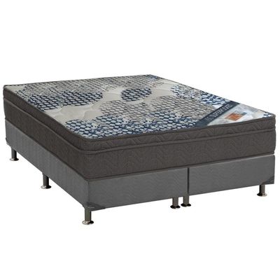 Cama Box Queen: Colchão Molas Ensacadas Ortobom SuperPocket ISO Firme + Base CRC Suede Gray(158x198)