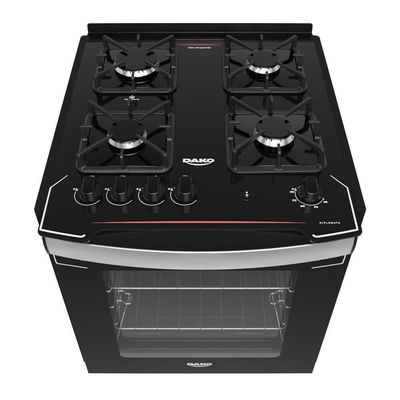 Fogão De Embutir 4 Bocas Preto Com Mesa De Vidro Dako Diplomata Bivolt