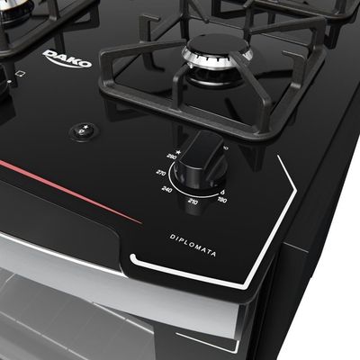 Fogão De Embutir 4 Bocas Preto Com Mesa De Vidro Dako Diplomata Bivolt