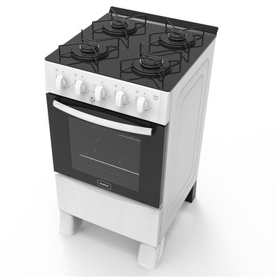 Fogão 4 Bocas A Gás Acendimento Automático Realce Glass Bivolt Cr206 Branco Branco 127/220