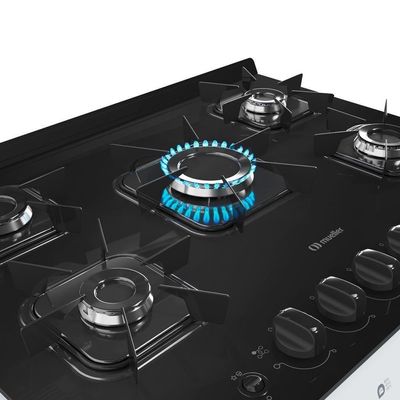 Fogão Mueller Branco 5 Bocas Com Mesa De Vidro E Acendimento Mfv5bb