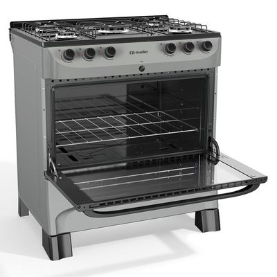 Fogão Mueller Titânio 5 Bocas Com Mesa Esmaltada E Acendimento Mfi5bc