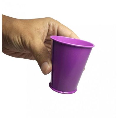Balde Cachepot Enfeite Para Mesa Metal Mini Roxo Kit Com 12