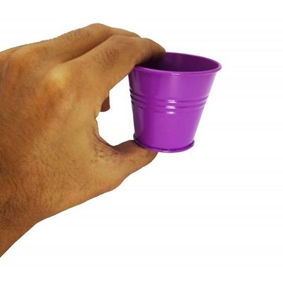 Balde Cachepot De Metal Para Mesa Mini Roxo Kit Com 12