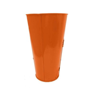 Vaso Balde Enfeite De Ferro Jardim Varanda Flor Laranja