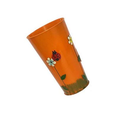 Vaso Balde Enfeite De Ferro Jardim Varanda Flor Laranja