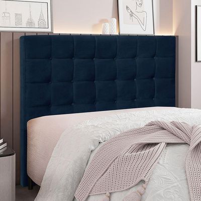 Cabeceira Solteiro 0,90m Santiago Suede Azul Marinho - Pallazio