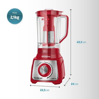 Liquidificador Mondial Turbo L-1200 Ri 127v-vermelho/inox 110v