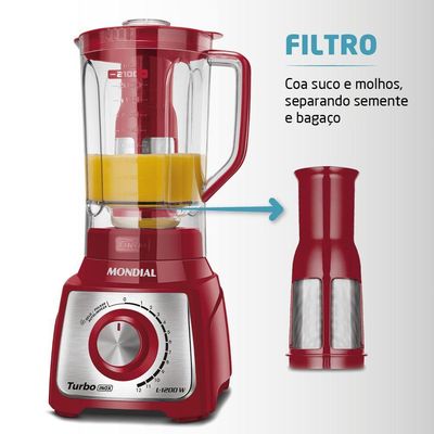 Liquidificador Mondial Turbo L-1200 Ri 127v-vermelho/inox 110v