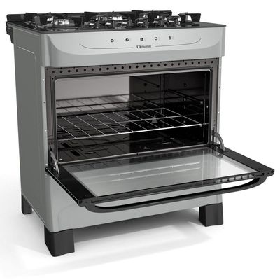 Fogão Mueller Titânio 5 Bocas Com Mesa De Vidro E Acendimento Mfv5bb