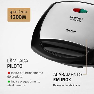 Max Grill Mondial G-07 Grill-220v-preto/inox