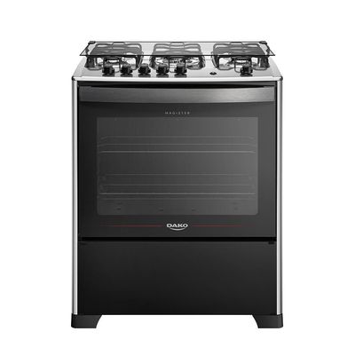 Fogão 5 Bocas Preto Com Mesa De Inox Dako Magister Bivolt
