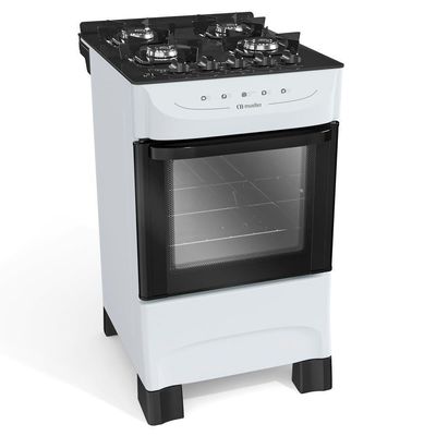Fogão Mueller Branco 4 Bocas Com Mesa De Vidro E Acendimento Mfv4bb