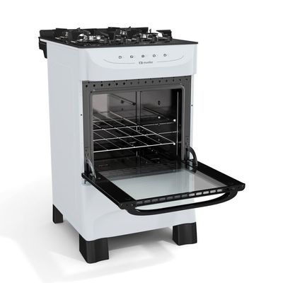Fogão Mueller Branco 4 Bocas Com Mesa De Vidro E Acendimento Mfv4bb
