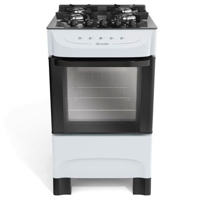 Fogão Mueller Branco 4 Bocas Com Mesa De Vidro E Acendimento Mfv4bb