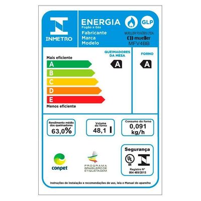 Fogão Mueller Branco 4 Bocas Com Mesa De Vidro E Acendimento Mfv4bb