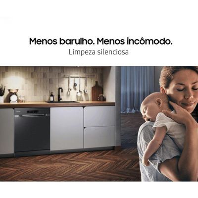 Lava-louças Samsung Inox Preta 14 Serviços 110v Dw60c7050fg/az 110v