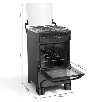 Fogão Mueller 4 Bocas Branco Com Acendimento Automático Mfi4bb Preto Fosco