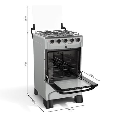 Fogão Mueller 4 Bocas Titânio Com Acendimento Automático Mfi4bb