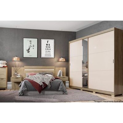 Cabeceira Cama Box Madeirado Casal/queen Urban C/ 2 Gavetas Noce/off White - Carraro