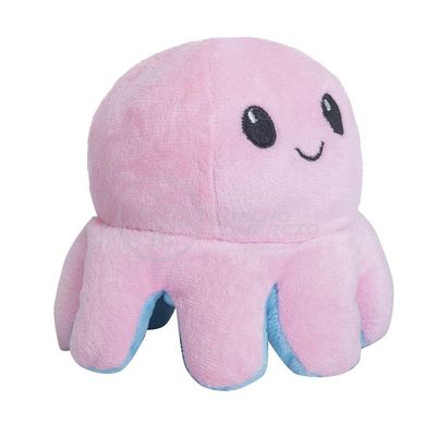 Polvo Reversível De Pelúcia Feliz E Bravo Rosa E Azul