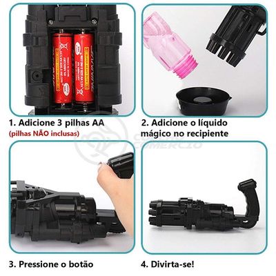 Máquina Elétrica Tiktok Lança Bolhas Preto