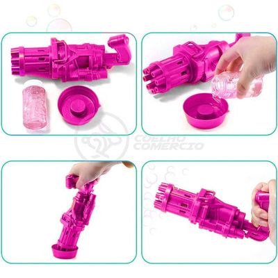 Máquina Elétrica Tiktok Lança Bolhas Rosa
