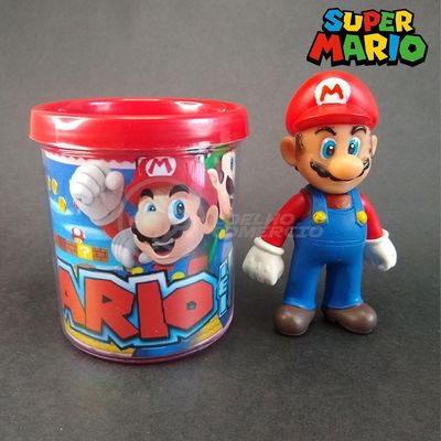 Kit Boneco Colecionável Mario Articulado 12Cm + Caneca 350Ml