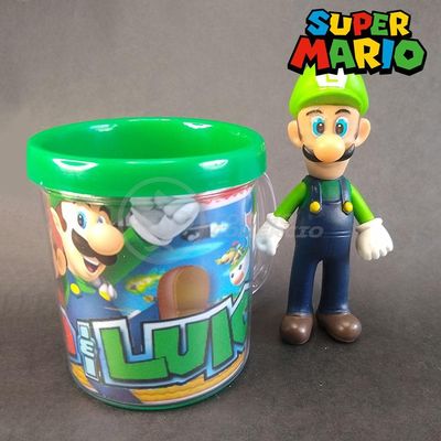 Kit Boneco Colecion. Luigi Super Mario 13Cm + Caneca
