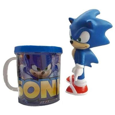 Kit Boneco Colecion. Sonic Azul Sega 15Cm + Caneca