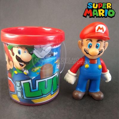 Kit Boneco Colecionável Mario Articulado 12Cm + Caneca 350Ml