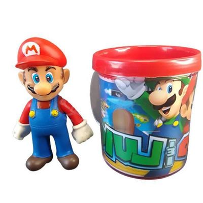 Kit Boneco Colecionável Mario Articulado 12Cm + Caneca 350Ml