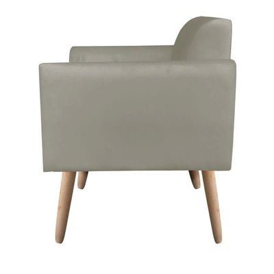 Poltrona Marisa Suede Marrom Rato Pés Palito Natural D´rossi