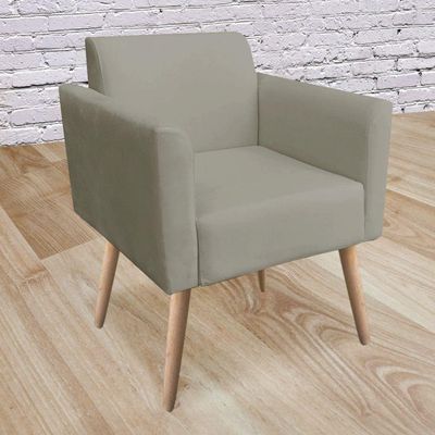 Poltrona Marisa Suede Marrom Rato Pés Palito Natural D´rossi