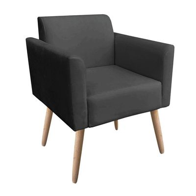 Poltrona Marisa Suede Preto Pés Palito Natural D´rossi