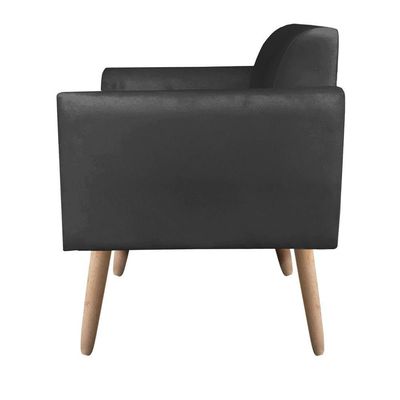 Poltrona Marisa Suede Preto Pés Palito Natural D´rossi
