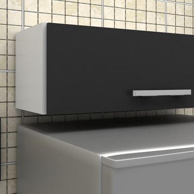 2 Armários Aéreos 1 Porta Branco/Preto Lumil Móveis