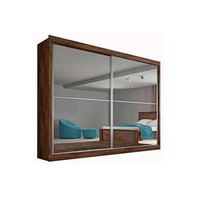 Guarda Roupa Casal Verona Plus c/4 Gavetas e 2 Portas de Correr c/2 Espelhos Braúna - Europa