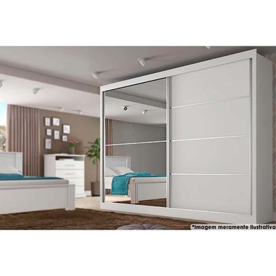 Guarda Roupa Casal Verona Plus c/4 Gavetas e 2 Portas de Correr c/1 Espelho Branco - Europa