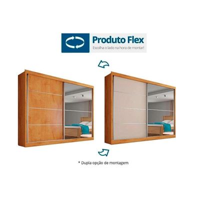 Guarda Roupa Casal Verona Plus c/4 Gavetas e 2 Portas de Correr c/1 Espelho Branco - Europa