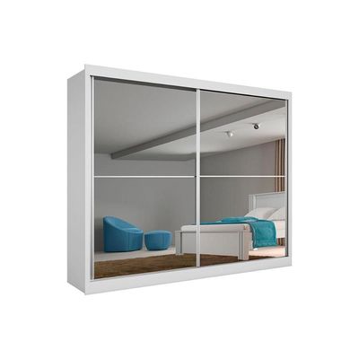 Guarda Roupa Casal Verona Plus c/4 Gavetas e 2 Portas de Correr c/2 Espelhos Branco - Europa