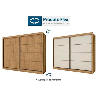 Guarda Roupa 2 Portas de Correr e 6 Gavetas Sevilha Branco/Preto - Europa